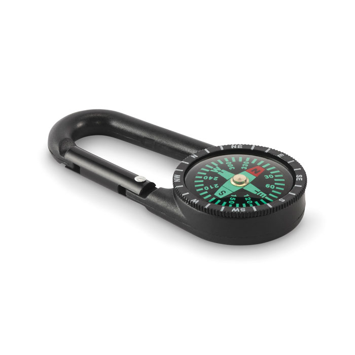Outdoor-Kompass mit Karabiner Outdoor-Kompass mit Karabiner als Werbeartikel mit Logodruck