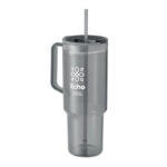 Trinkbecher RPET 1200ml Grau mit markiertem Druckbereich für Ihr Logo