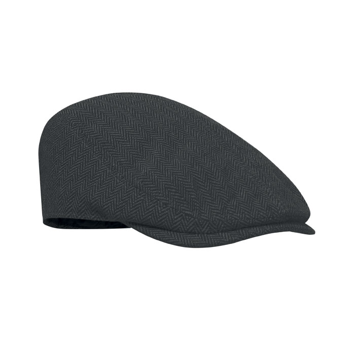 Newsboy-Kappe 335 g/m² Schwarz als Werbeartikel mit Logodruck