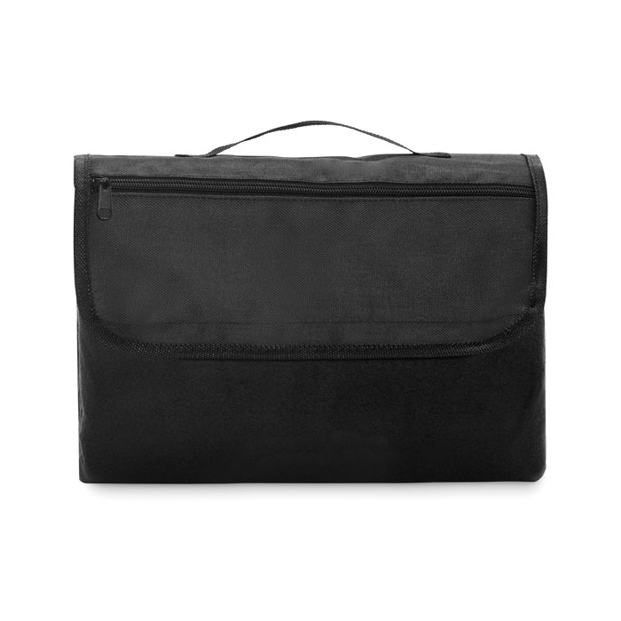 Picknickdecke RPET-Fleece Schwarz Picknickdecke RPET-Fleece Schwarz als Werbeartikel mit Logodruck