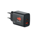 EU-2 poliger-Adapter/Ladegerät mit markiertem Druckbereich für Ihr Logo