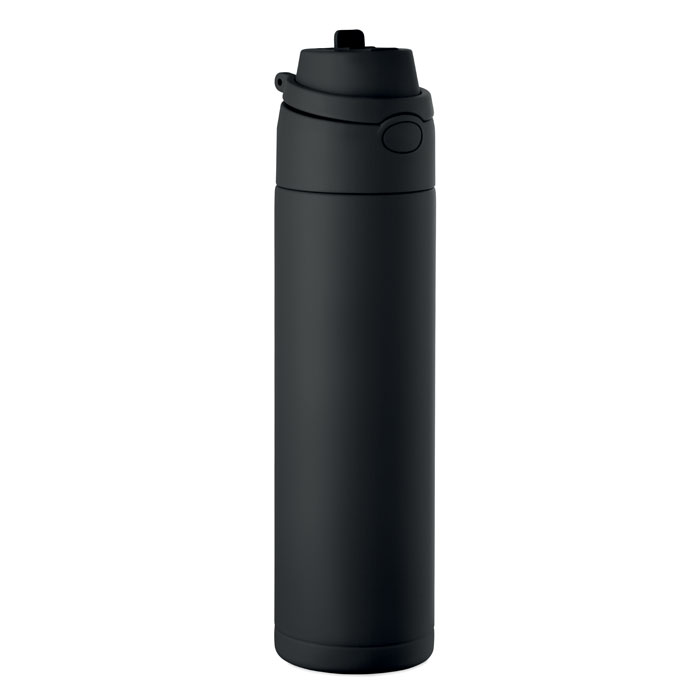 Doppelwandige Flasche 500 ml Schwarz als Werbeartikel mit Logodruck