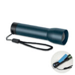 Wiederaufladbare Taschenlampe Blau als Werbeartikel mit Logodruck