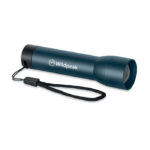 Wiederaufladbare Taschenlampe Blau mit markiertem Druckbereich für Ihr Logo