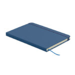 DIN A5 Notizbuch recy. PU Blau als Werbeartikel mit Logodruck