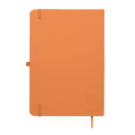 DIN A5 Notizbuch recy. PU Orange, geöffnet dargestellt