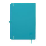 DIN A5 Notizbuch recy. PU Blau, geöffnet dargestellt