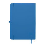 DIN A5 Notizbuch recy. PU Blau, geöffnet dargestellt