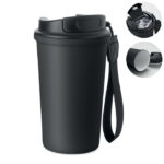 Becher recy. Edelstahl 400ml Schwarz als Werbeartikel mit Logodruck
