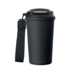 Becher recy. Edelstahl 400ml Schwarz, geöffnet dargestellt