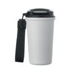 Becher recy. Edelstahl 400ml Weiß, geöffnet dargestellt
