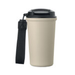 Becher recy. Edelstahl 400ml Braun, geöffnet dargestellt