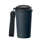 Becher recy. Edelstahl 400ml Blau, geöffnet dargestellt