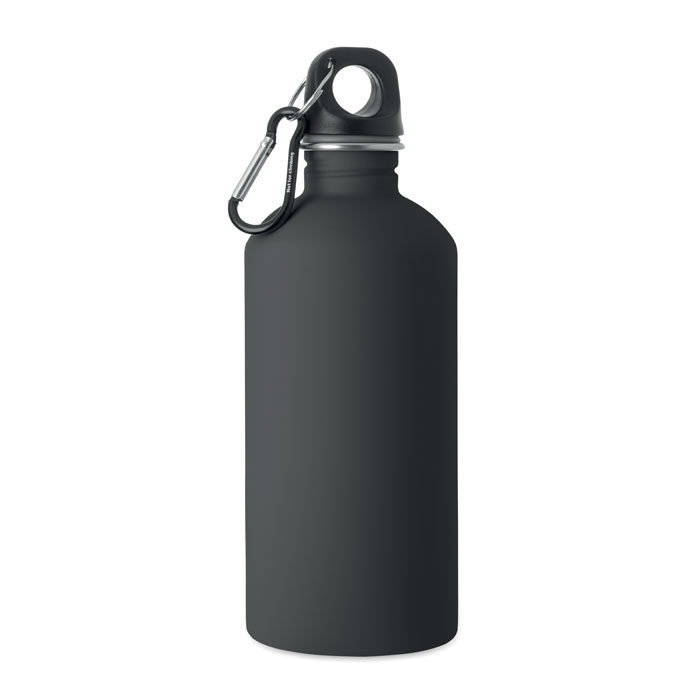 Einwandige Trinkflasche 500ml Schwarz als Werbeartikel mit Logodruck