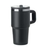 Doppelwandiger Trinkbecher 500ml Schwarz, Rückansicht