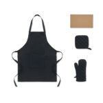 Küchen-Set recy. Baumwolle Schwarz als Werbeartikel mit Logodruck