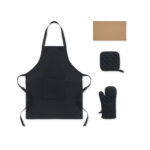 Küchen-Set recy. Baumwolle Schwarz, geöffnet dargestellt