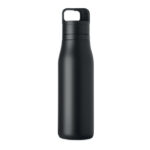 Doppelwandige Flasche 500ml Schwarz, geöffnet dargestellt