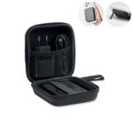 Reise-Set 5000mAh Powerbank Schwarz als Werbeartikel mit Logodruck