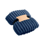 RPET-Fleece-Decke Blau als Werbeartikel mit Logodruck