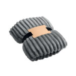 RPET-Fleece-Decke Grau als Werbeartikel mit Logodruck