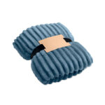 RPET-Fleece-Decke Blau als Werbeartikel mit Logodruck
