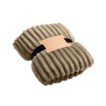 RPET-Fleece-Decke Braun als Werbeartikel mit Logodruck