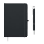 DIN A5 Notizbuch mit Kuli Schwarz als Werbeartikel mit Logodruck