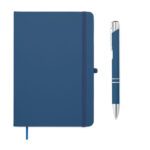 DIN A5 Notizbuch mit Kuli Blau als Werbeartikel mit Logodruck