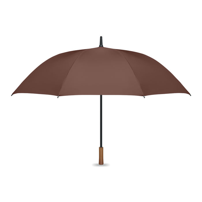 27" Regenschirm Holzgriff Braun als Werbeartikel mit Logodruck