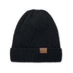 Beanie mit Bündchen Schwarz als Werbeartikel mit Logodruck