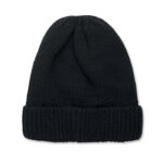 Beanie mit Bündchen Schwarz, Rückansicht