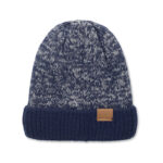 Beanie mit Bündchen Blau als Werbeartikel mit Logodruck