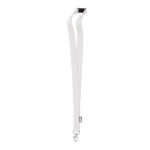 Lanyard RPET 20mm Weiß, geöffnet dargestellt