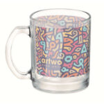 Kaffeebecher aus Glas 300 ml mit markiertem Druckbereich für Ihr Logo