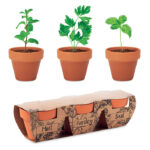 Terracotta-Set Kräuter als Werbeartikel mit Logodruck