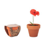 Terracotta-Topf Mohnblume als Werbeartikel mit Logodruck
