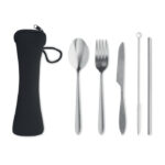 Besteck-Set Edelstahl Schwarz, Rückansicht