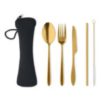 Besteck-Set Edelstahl Gold als Werbeartikel mit Logodruck