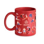 Keramik Kaffeebecher 300ml Rot mit markiertem Druckbereich für Ihr Logo