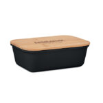 Lunchbox mit Bambus-Deckel Schwarz mit markiertem Druckbereich für Ihr Logo
