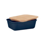 Lunchbox mit Bambus-Deckel Blau, geöffnet dargestellt