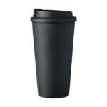 Doppelwandiger Becher 450ml Schwarz, geöffnet dargestellt