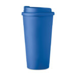 Doppelwandiger Becher 450ml Blau, geöffnet dargestellt