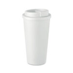 Doppelwandiger Becher 450ml Weiß als Werbeartikel mit Logodruck