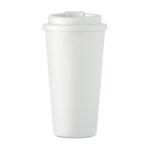 Doppelwandiger Becher 450ml Weiß, Rückansicht