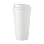 Doppelwandiger Becher 450ml Weiß, geöffnet dargestellt