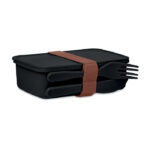 Lunchbox mit Besteck Schwarz als Werbeartikel mit Logodruck