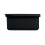 Lunchbox mit Besteck Schwarz, geöffnet dargestellt