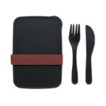 Lunchbox mit Besteck Schwarz, Seitenansicht